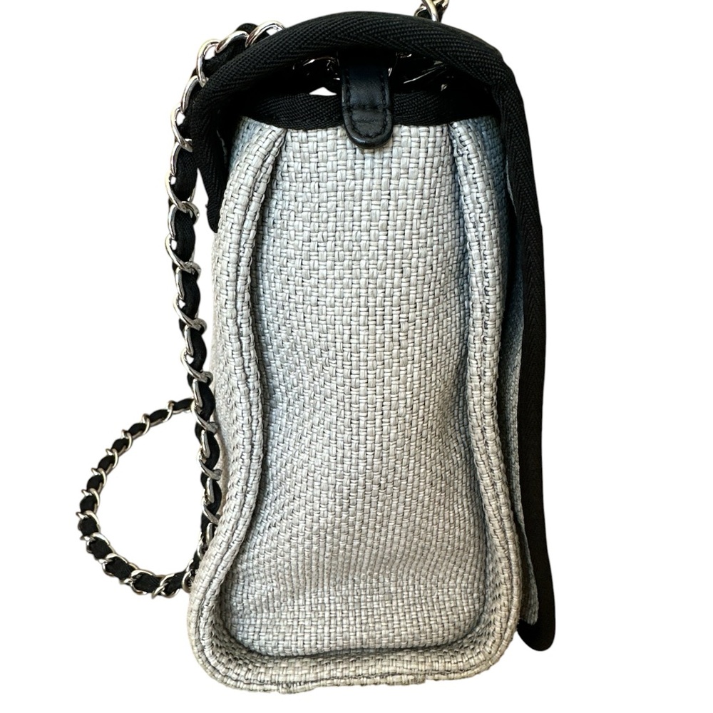 CHANEL COCOMARK Deauville Gray Canvas Crossbody with Black Trim and Chain Strap - Picture 3 of 12